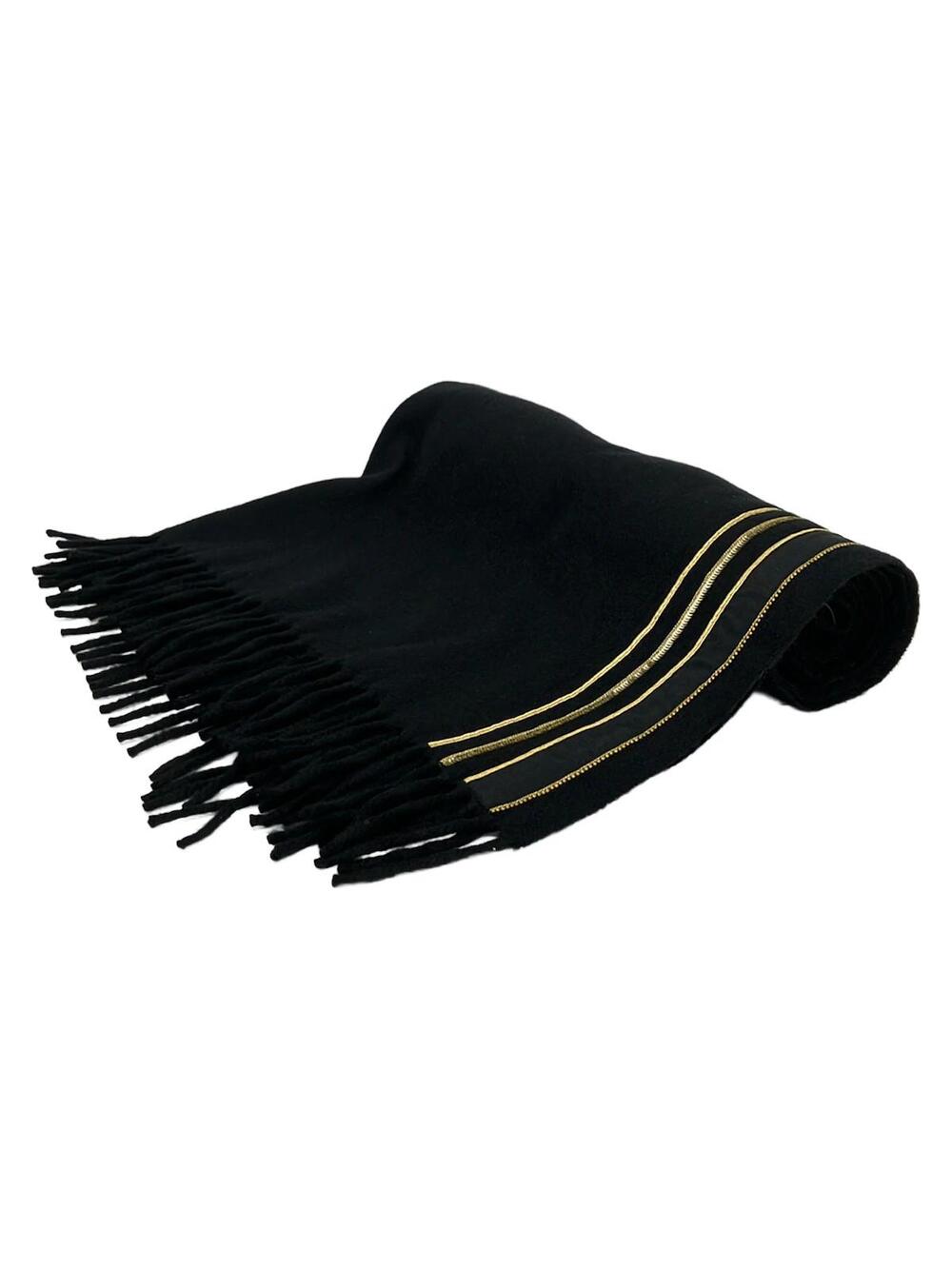 Hermes Black Gold Cashmere Scarf #357792H76B